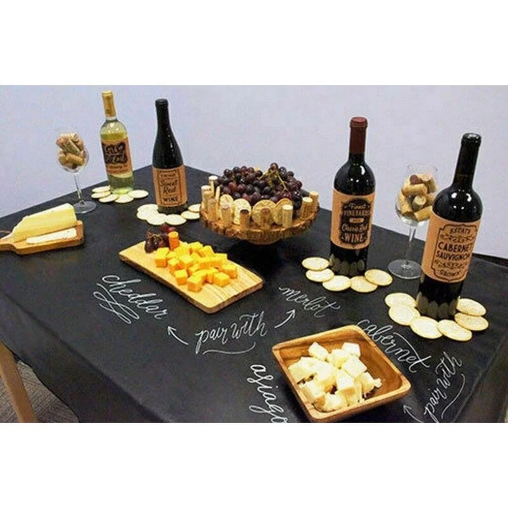 Chalkboard Tablecloth Black Reusable Write on Wipe Clean Holiday 60